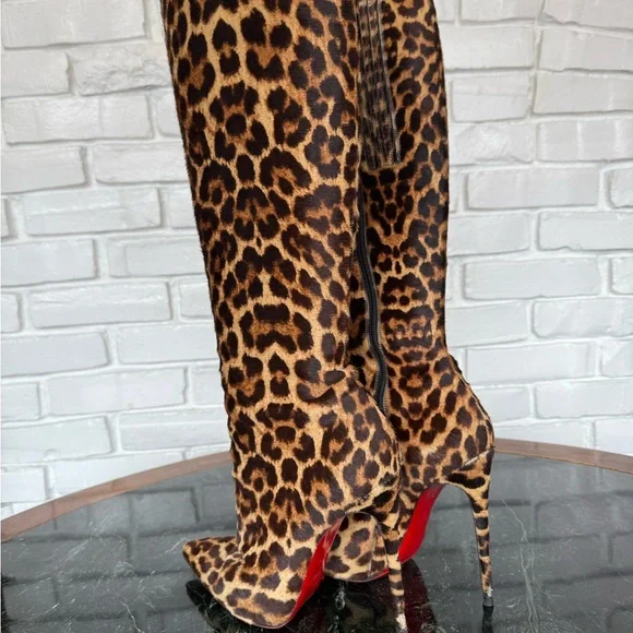 Christian Louboutin Pony Hair Leopard inside zipper HIGH Boots - Picture 11 of 11